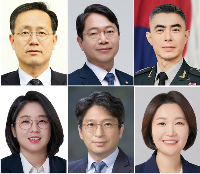 ▲청와대는 이재명 대통령이 30일 경제부총리 겸 재정경제부 장관을 포함한 6곳의 장관 후보자를 지명했다고 밝혔다. 윗줄 왼쪽부터 재정경재부 장관 후보로 지명된 이형일 1차관, 법무부 장관 후보로 지명된 더불어민주당 김승원 의원, 국방부 장관 후보로 지명된 강신철 전 연합사 부사령관. 아랫줄 왼쪽부터 성평등가족부 장관 후보로 지명된 기본소득당 용혜인 의원, 국토부 장관 후보로 지명된 홍지선 2차관, 중소벤처기업부 장관 후보로 지명된 민주당 이소영 의원. ⓒ연합뉴스