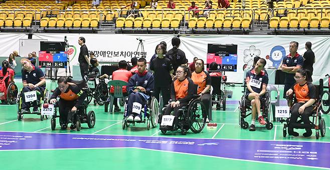 2026 서울 세계보치아선수권 BC1/2 최아영 서민규 정성준이 영국에 아쉽게 패하고 말았다. 사진 | 2026 서울 세계보치아선수권대회 조직위원회