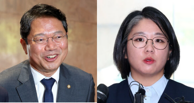 김승원(왼쪽) 법무부 장관 후보자와 용혜인 성평등가족부 장관 후보자. 뉴시스