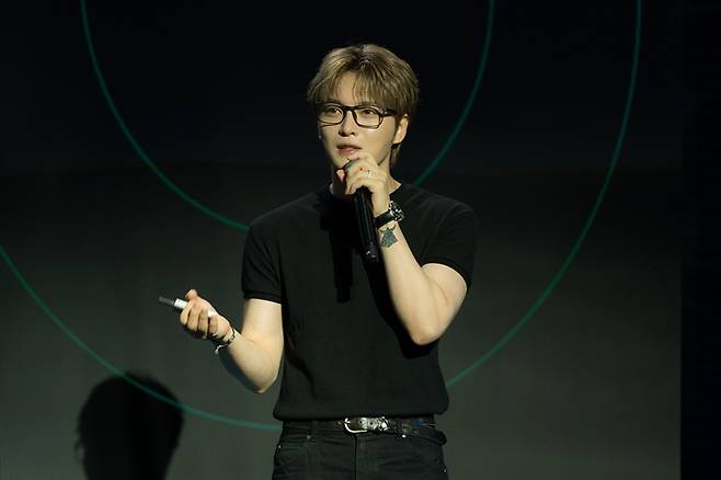2일 오후, 서울 마포구 큐브컨벤션센터에서 한국콘텐츠진흥원(이하 '콘진원')이 주최한 '2026 글로벌 뮤직페어 뮤콘'이 열렸다. 가수 김재중이 인코드 엔터테인먼트 CSO로서 발표하는 모습. 콘진원 제공