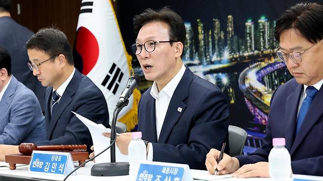 김민석 더불어민주당 대표가 2일 세종시 보람동 세종시청에서  열린  최고위원회의에서 발언하고 있다. 2026.9.2 뉴스1