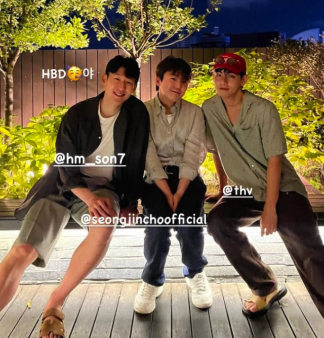 Da esquerda para a direita: Son Heung-min, o pianista Seong-Jin Cho e V. / Instagram de V