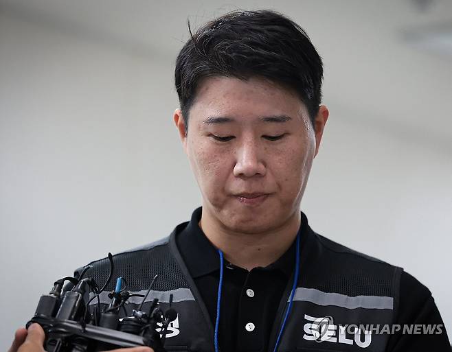 질문받는 삼성그룹 초기업노동조합 삼성전자지부 최승호 위원장 [연합뉴스 자료사진]
