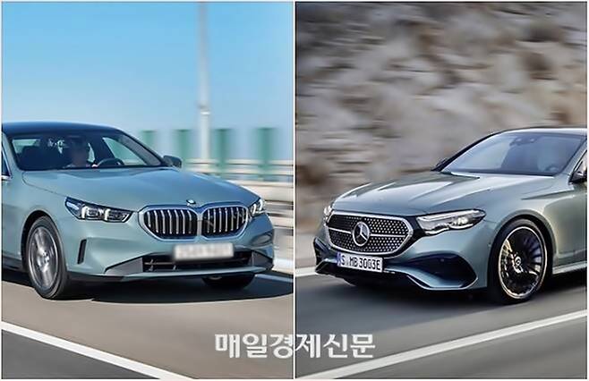 BMW 5시리즈와 벤츠 E클래스 [사진출처=BMW, 벤츠/ 편집=최기성 매경 디지털뉴스룸 기자]