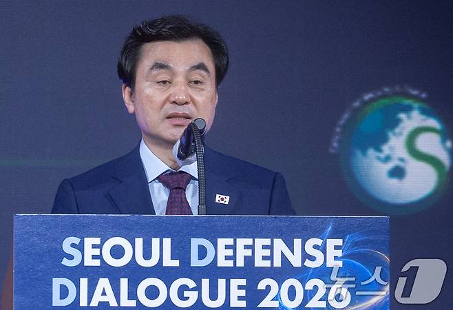 안규백 국방부 장관이 8일 오전 서울 중구 더 그랜드 롯데 서울에서 열린 2026 서울안보대화(SDD) 개회식에 참석해 개회사를 하고 있다. 2026.9.8 ⓒ 뉴스1 안은나 기자