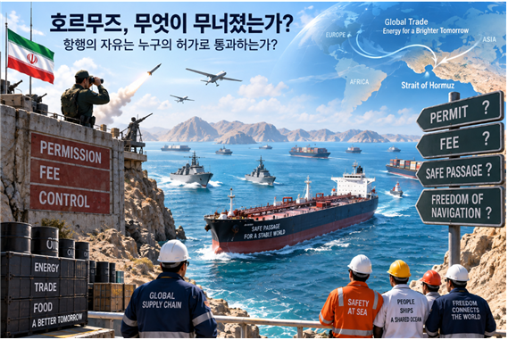 지난 6개월 동안 호르무즈에서 무너진 것에 대한 설명도. 김태준 한반도안보문제연구소장 AI 그림