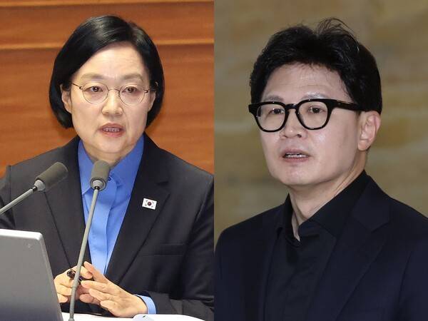 한성숙 국무총리(왼쪽)와 한동훈 무소속 의원. 뉴스1