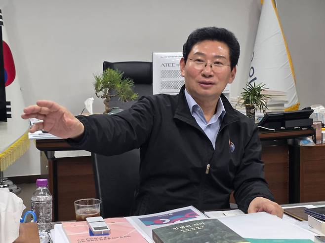 머니투데이와 인터뷰 중인 이상일 용인시장./사진=이민호기자