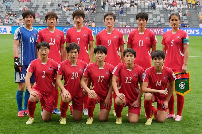 [시드니=AP/뉴시스] 2026 아시아축구연맹(AFC) 여자 아시안컵에 참가한 북한 여자 축구대표팀. 2026.03.03.