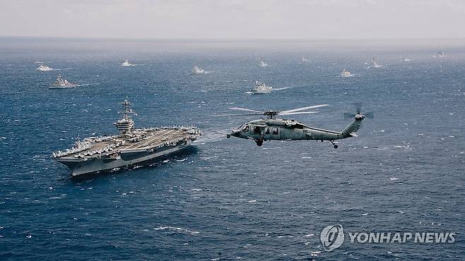 2026 환태평양훈련 해상훈련 지난 7월 22일(현지시간) 미국 하와이 제도 북부에서 실시된 2026 환태평양훈련(RIMPAC) [미 해군 제공. 재판매 및 DB 금지] photo@yna.co.kr