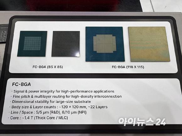 LG이노텍이 전시한 FC-BGA의 크기별 모형. [사진=권서아 기자]