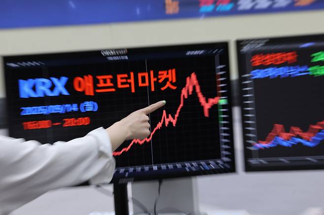 14일 서울 여의도 한국거래소에 애프터마켓이 개장되어 있다. 한국거래소(KRX)는 이날부터 오후 4시부터 8시까지 코스피·코스닥 시장을 대상으로 애프터마켓을 운영한다. [연합뉴스]