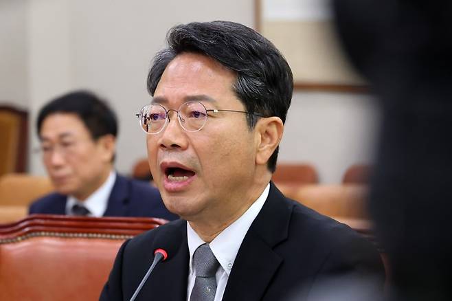 질문에 답하는 김승원 법무부 장관 후보자 [연합뉴스 제공]