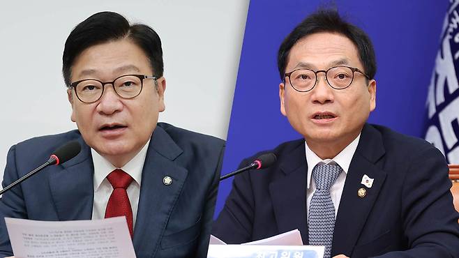 국민의힘 정점식 원내대표, 더불어민주당 박선원 의원