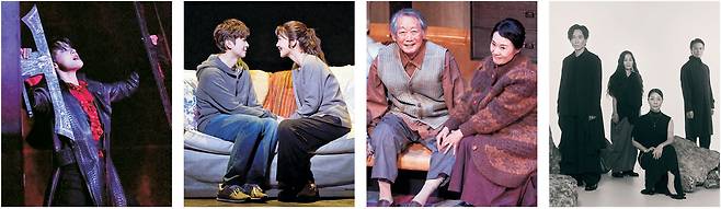 뮤지컬 ‘드라큘라’(왼쪽 사진부터)와 ‘디어 에반 핸슨’, 연극 ‘스미레 미용실’과 ‘오이디푸스’.