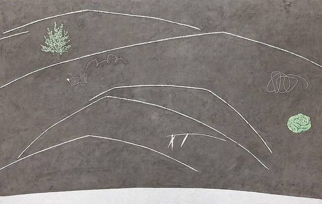 유미선 Time and Memory,  130 x 162cm,  Silver leaf, colored metal leaf and stone powder on Korean paper,  2026  *재판매 및 DB 금지