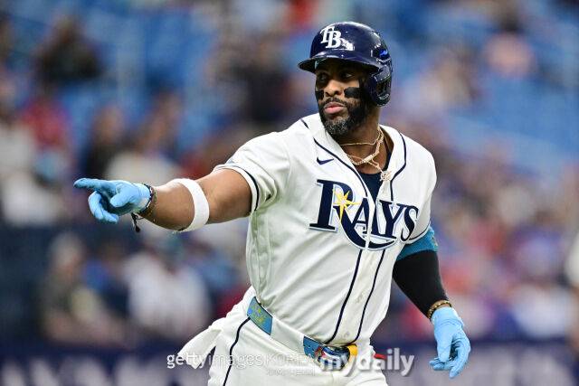 MLB 탬파베이에서 뛰고 있는 얀디 디아스는 23일(한국시각) 열린 뉴욕 양키스와 원정 더블헤더 2차전서 2안타 4타점을 올리며 팀 승리에 힘을 실었다./게티이미지코리아
