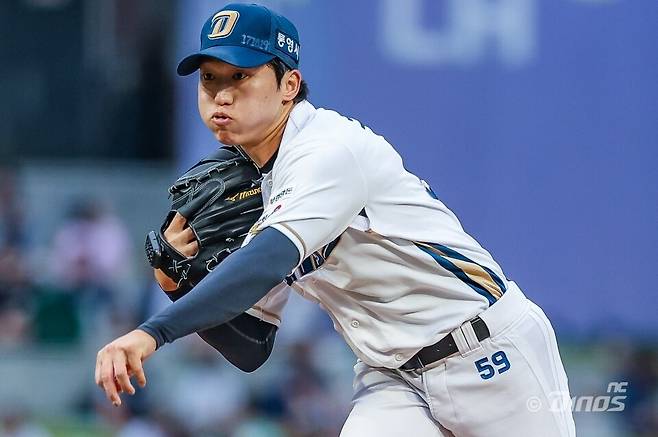 엔씨(NC) 다이노스 구창모가 25일 창원 엔씨(NC)파크에서 열린 2026 신한 SOL KBO리그 한화 이글스와 경기에서 선발 등판해 공을 던지고 있다. NC 다이노스 제공