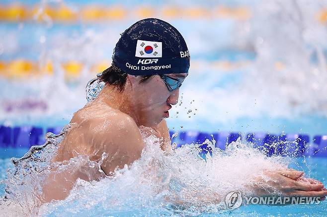 역영하는 최동열 (도쿄=연합뉴스) 윤동진 기자 = 25일 도쿄 아쿠아틱스 센터에서 열린 2026 아이치·나고야 아시안게임 수영 남자 50m 평영 결승. 한국 최동열이 역영하고 있다. 2026.9.25 mon@yna.co.kr
