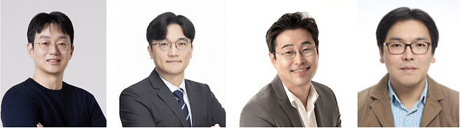 왼쪽부터 이대수·이길호·최시영 포항공대 교수와 박세영 숭실대 교수 공동연구팀이 원자층 조성 배열을 정밀하게 조절해 새로운 기능을 더하는 ‘선택적 원자 기울기’ 설계법을 개발했다. 과학기술정보통신부 제공