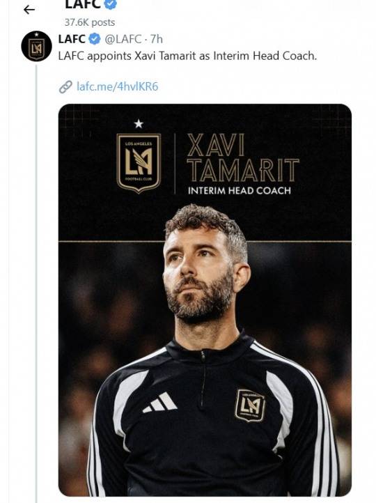 사비 타마리트 임시 감독 선임을 발표한 LAFC. / 사진=연합뉴스