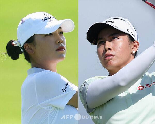2026년 미국여자프로골프(LPGA) 투어 롯데 챔피언십 우승 경쟁에 뛰어든 윤이나 프로, 태국의 지노 티띠꾼. 사진제공=ⓒAFPBBNews = News1 (사진을 무단으로 사용하지 마십시오.)