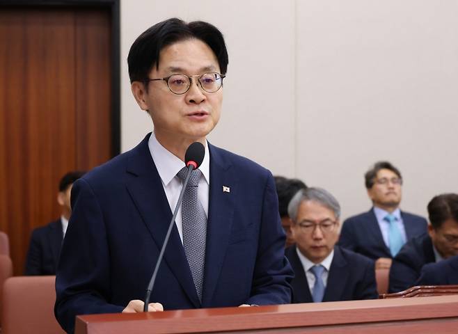 ▲산업통상자원중소벤처기업위원회 국정감사에서 업무보고하는 김정관 산업통상부 장관 [연합뉴스]