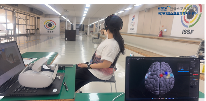 사격 뇌파 분석 모습. 국민체육진흥공단