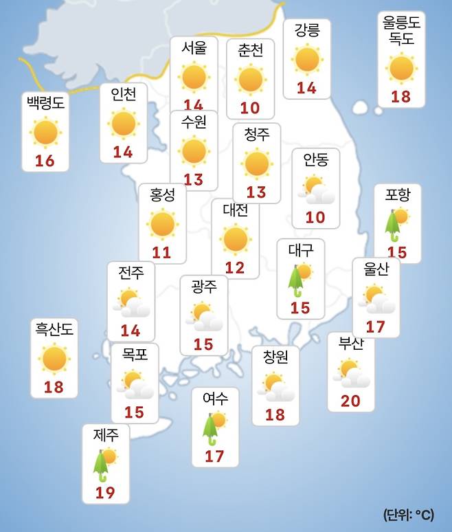 ⓒ기상청 오늘(10일) 오전 날씨