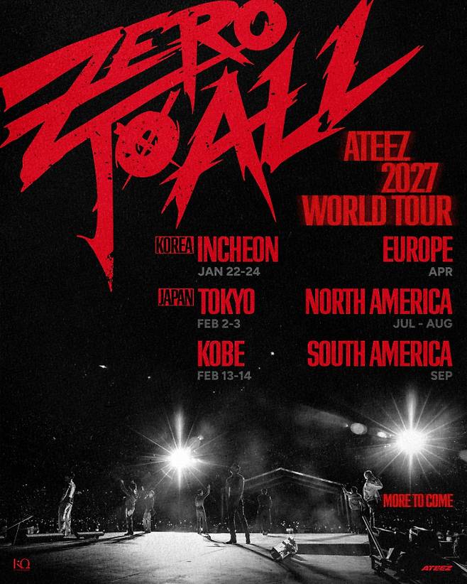 에이티즈, 2027 월드 투어 ‘ZERO TO ALL’ 개최 확정 (제공: KQ엔터테인먼트)