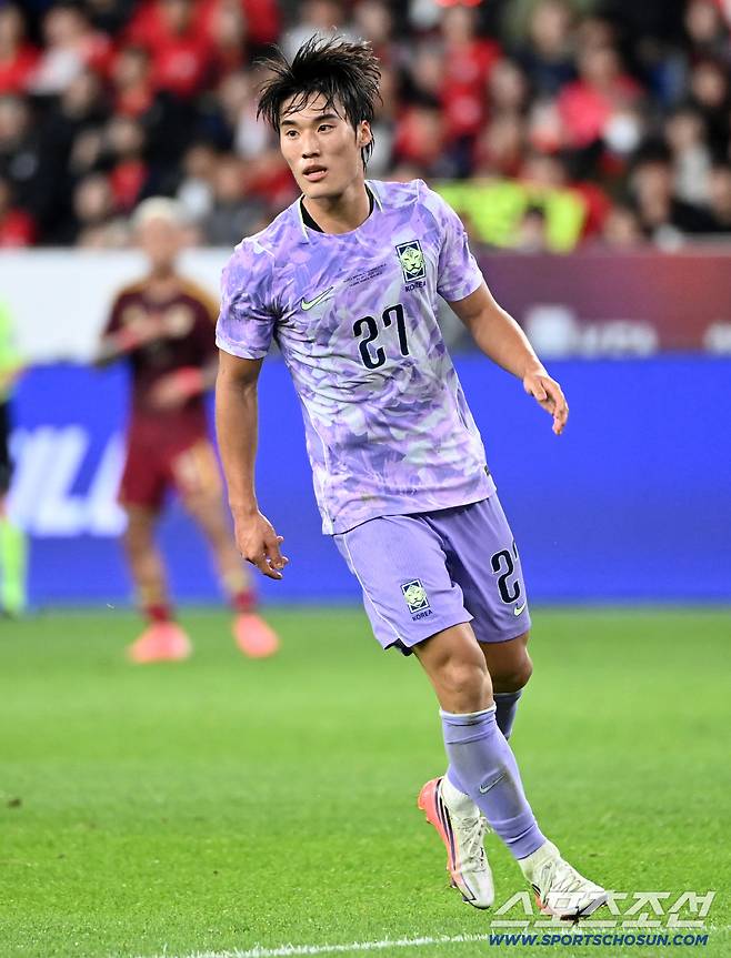 2일 울산 문수월드컵경기장에서 열린 대한민국과 베네수엘라의 평가전. 경기에 나선 김민수의 모습. 울산=허상욱 기자wook@sportschosun.com/2026.10.02/