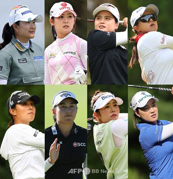 2026년 미국여자프로골프(LPGA) 투어 가을 '아시안 스윙' 첫 대회인 뷰익 LPGA 상하이 골프대회에 출전한 김아림, 황유민, 최혜진, 김세영 프로, 다니엘 강, 지노 티띠꾼, 야마시타 미유, 이민지 프로. 사진제공=ⓒAFPBBNews = News1 (사진을 무단으로 사용하지 마십시오.)
