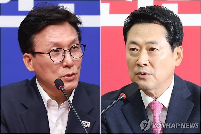더불어민주당 김민석 대표(왼쪽)와 국민의힘 장동혁 대표 [촬영 황광모 이동해]