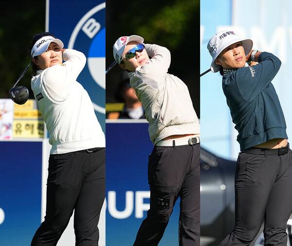 2026년 미국여자프로골프(LPGA) 투어 가을 아시안 스윙 BMW 레이디스 챔피언십에 출전한 유해란, 김효주, 양희영 프로가 1라운드에서 경기하는 모습이다. 사진제공=BMW 레이디스 챔피언십 대회 조직위원회. (사진을 무단으로 사용하지 마십시오.)