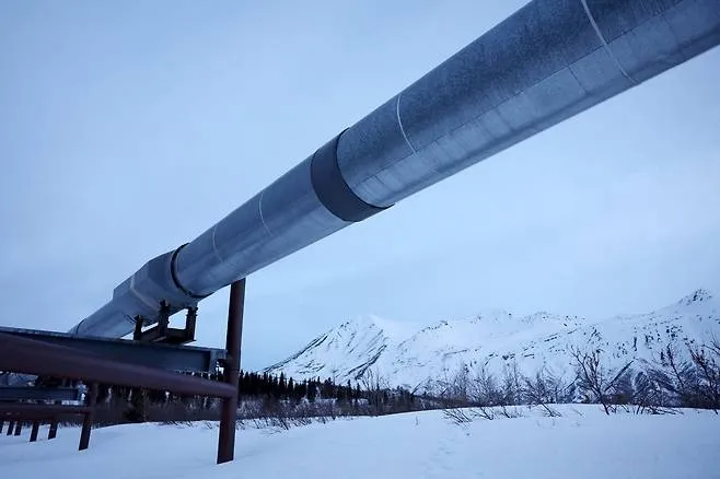 The Trans-Alaska oil pipeline. Unlike the aboveground oil pipeline, the proposed Alaska LNG gas pipeline would be buried underground.  AFP/Yonhap News.