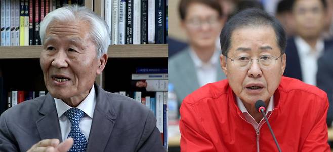 조갑제 조갑제닷컴 대표(왼쪽)와 홍준표 전 대구시장 [연합뉴스]