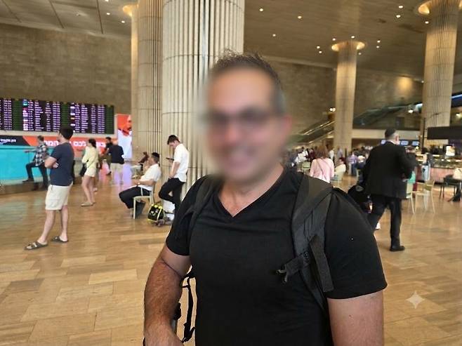 미국 보스턴에서 이스라엘 총선 투표를 위해 날아온 40대 남성 D씨. 이 남성은 연합뉴스와 인터뷰했지만, 신원이 공개되는 것을 원하지 않는다고 밝혔다. [촬영 김상훈]