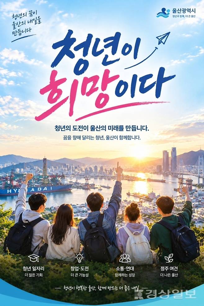 ▲ 청년이 희망을 품을 수 있는 울산, 청년과 함께 미래를 준비하는 울산, 청년이 살기좋은 울산을 위해 지역사회 모든 구성원들이 힘을 모을때다. AI생성이미지