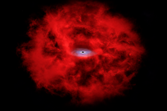 제임스웹 우주망원경으로 관측한 '작은 빨간 점'의 상상도. NASA 제공