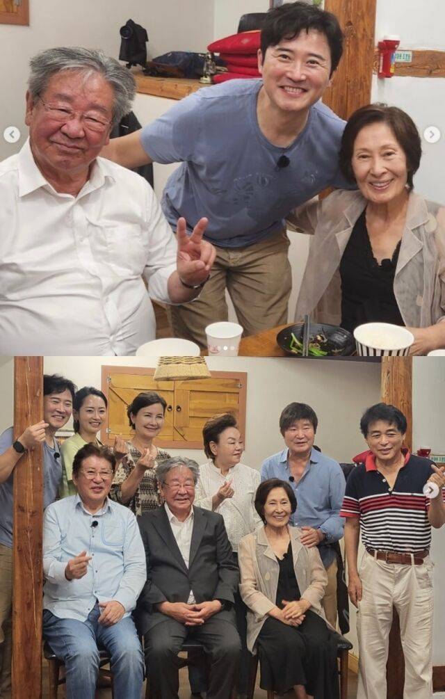양촌리 김 회장 댁의 식구들과 동료 배우들 역시 황망한 마음을 감추지 못했다. 생전 최불암, 김수미 등 '전원일기' 출연진들 모습. 김혜자, 이계인도 함께 했다. /임호 소셜미디어