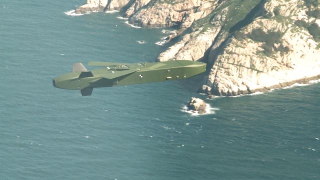 공대지미사일 타우러스가 서해 상공에서 목표물을 향해 날아가고 있다. 공군제공