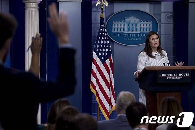 사라 샌더스 백악관 대변인(자료사진). © AFP=뉴스1
