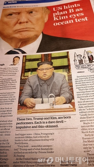호주 주요 언론매체들이 북한의 연이은 도발을 1면 머릿기사로 다루고 있다/사진=류준영