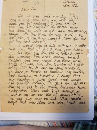 1969년 ‘유럽유학생간첩단 조작사건’으로 5년 실형을 받은 김판수씨가 옥중에 있던 70년 4월 에텔이 보낸 편지. 김씨의 사정을 알 길 없던 에텔의 안타까운 편지는 수년간 계속됐다. 하지만 영어로 된 편지의 사연을 모르는 가족들이 옥중의 김씨에게 전하지 않은 채 보관만 해둔 까닭에 73년 석방된 뒤에야 김씨에게 전달됐다.