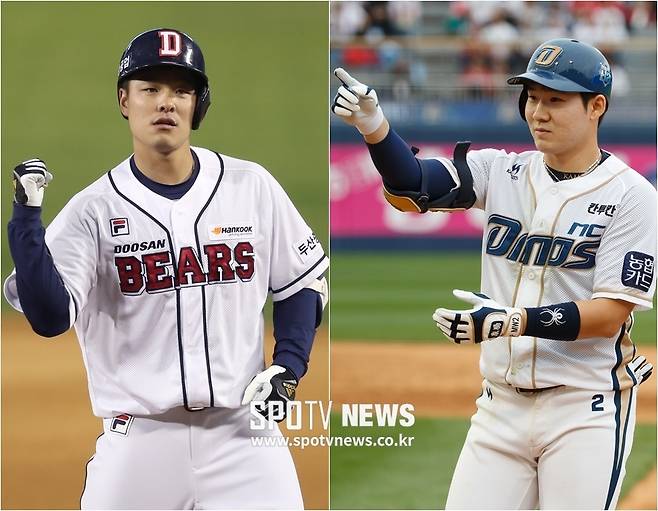 ▲ 두산 베어스 민병헌(왼쪽)-NC 다이노스 박민우 ⓒ 곽혜미, 한희재 기자