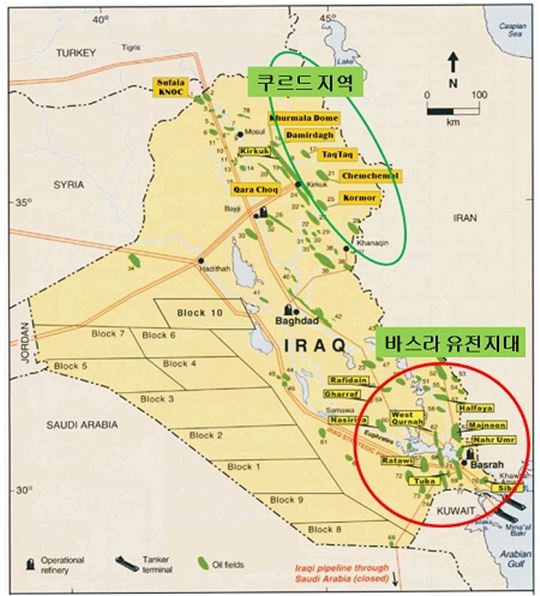 이라크의 유전지대는 크게 남동부의 바스라 유전지대와 쿠르드족이 점령한 북동부 유전지대로 나뉜다. 쿠르드 자치정부(KRG)가 독립을 선언한 쿠르디스탄 지대는 송유관이 지나가는 요충지이기도 하다.(사진=아시아경제DB)