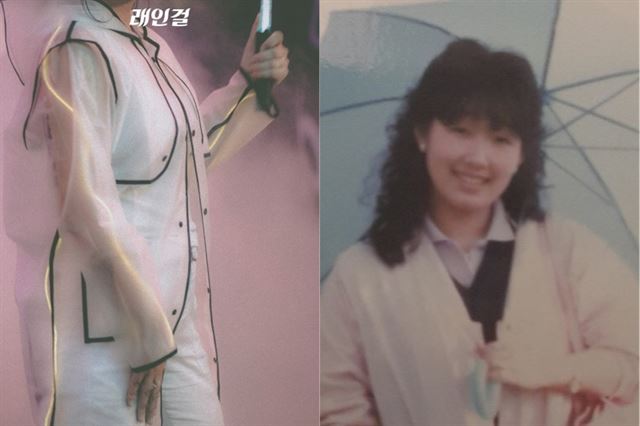 예지는 ‘래인걸’ 뮤직비디오 속 의상들을 그의 어머니가 젊은 시절 한국에서 찍은 사진(오른쪽)을 보고 영감을 얻어 만들었다. 예지 공식 페이스북 캡쳐.