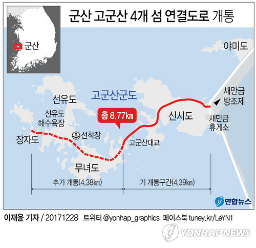 [그래픽] 군산 고군산 4개 섬 연결도로 전면 개통
