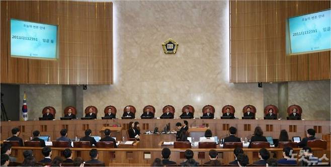 김명수 대법원장과 대법관들 (사진=이한형 기자/자료사진)