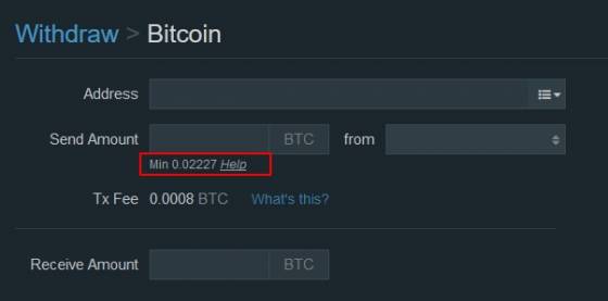 최소 0.02227BTC 이상을 송금해야 한다/사진=Bitfinex